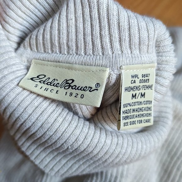 2/40 Tan Eddie Bauer turtleneck ribbed sweater - Picture 2 of 3